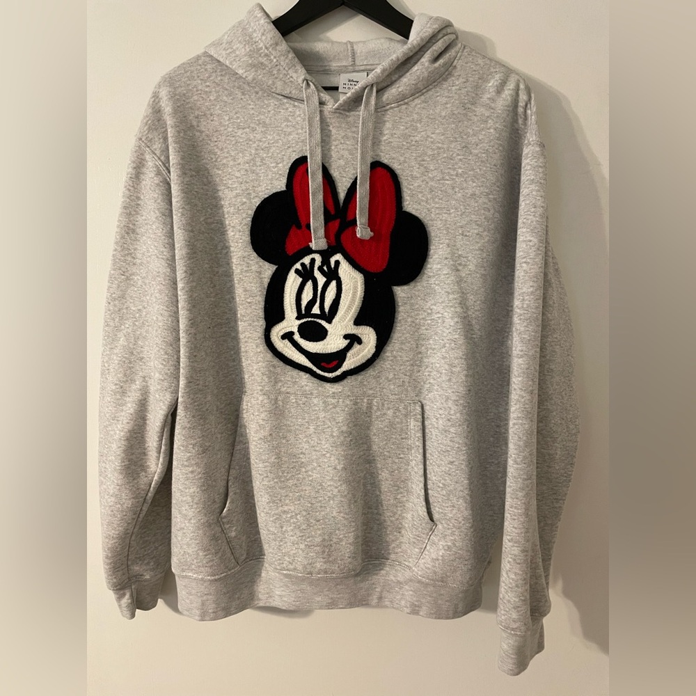 Disney Hoodie Minnie Mouse Pullover Sweatshirt Crochet Patch Face Size XXL